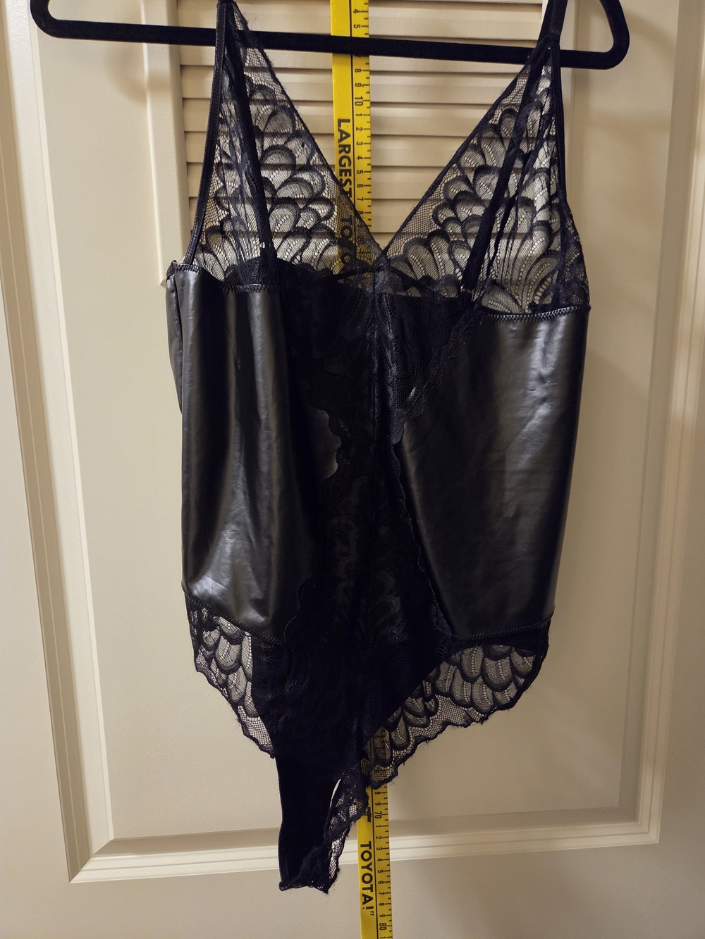 Source Unknown Black Lace & Faux Leather Teddy Bodysuit